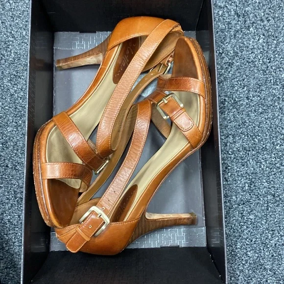 Cole Haan carma air hi heels sandal strappy Woodbury brown tan 7.5 - Picture 15 of 15